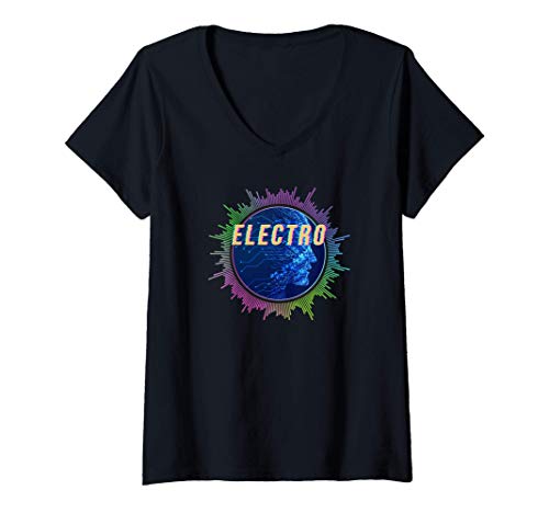 Donna Musica dance elettronica ed elettronica Maglietta con Collo a V