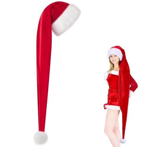 150cm Plüsch Nikolausmütze,Warm Dicker Schwarz Nikolaus Mütze für...