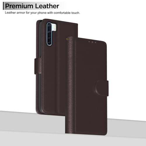 Image of Pikkme Flip Cover Leather Finish | Inside TPU with Card Pockets | Wallet Stand and Shock Proof | Complete Protection Flip Case for Oppo F15(Coffee)