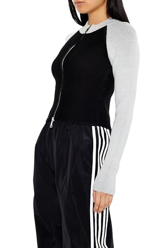 Forever 21 Women's Two-Tone Raglan Zip-up Sweater4