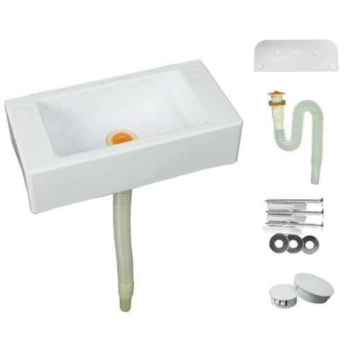 壁掛けシンク 小型洗面台 手洗い器 PP材質 免打孔 窄長形 耐熱性 耐衝撃 深型設計 水はね防止 賃貸住宅 家庭用 工事現場 トイレ 洗面所 (プラスチック口75cm)