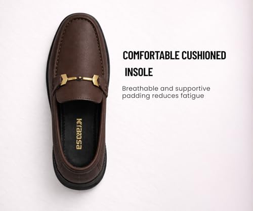 Image of Kraasa Men's Casual Loafers | Synthetic Leather Upper | Comfortable PU Sole | Slip-On Buckle Office, Party Shoes