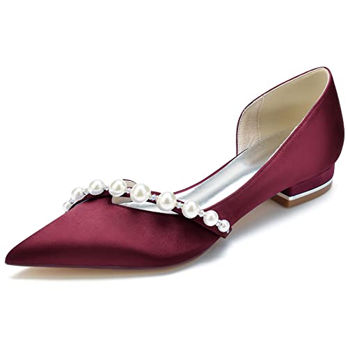 Chaussures de mariage sans douleur : ballerines satinées bout pointu talon 2.5cm