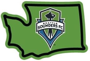 Seattle Sounders Sticker | Washington WA State Shaped | | Apply to Mug Phone Laptop Water Bottle Decal Cooler Bumper | Green Logo Space Needle MLS Cup Champion Soccer 2019 Seahawks Mt Rainer Puget