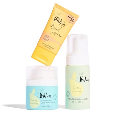 LAV KIDS Lot de 3 soins de la peau pour enfants le coffret cadeau bien-être avec pochette