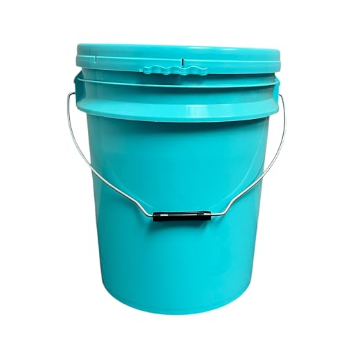 Outdoor 5 Gallon Bucket with Lid - Durable All Purpose Pail (Aqua, 1)