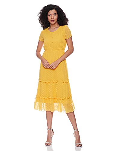 Image of Easybuy Women's Polyester Fit and Flare Below The Knee Dress