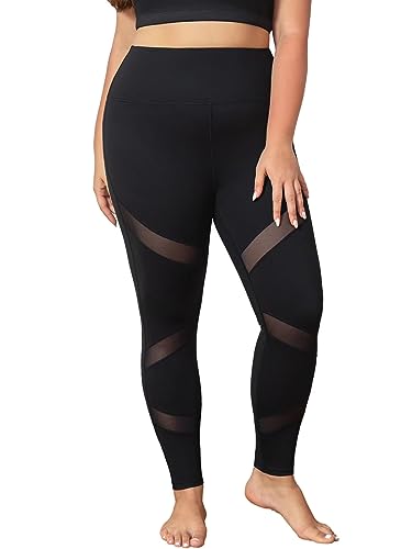 MEJING Plus Size Leggings for Women with Pockets Black Workout