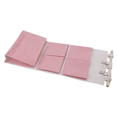 YuuHeeER Fabric Storage Bag Wall Door Closet Hanging Organiser With Pink Pink 5 Pockets Cover