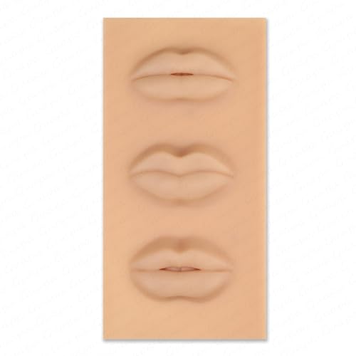 Tattoo Lip Blush 5D Pelle Esercizio Lip Lip Blush Silicone labbra con 3 design a forma di labbra, blocco labbra fisso per trucco permanente, esercizi di microblading realistici (1 pezzo marrone