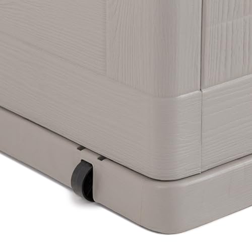 Toomax Multibox Wood Baule Da 420L Multiuso 120X56X63H Cm Portaoggetti Da Giardino, Finitura Effetto Legno, Colore Grigio Tortora, Resistente Ai Raggi Uv, Dotato Di Foro Per Lucchetto, Per Esterni - 3