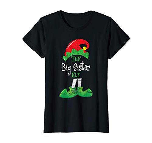 Donna Big Sister Elf Divertenti regali di Natale coordinati Maglietta