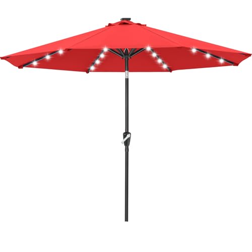 Image of ABCCANOPY Durable Solar Led Patio Umbrellas with 32LED Lights 11FT（Red）