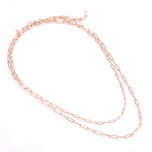 Lovetile Rectangle Link Chain Choker Necklace Minimalist Paperclip Chain Layered Necklaces Handmade Thick Chunky Chain Jewelry For Woman Man (Rose Gold) #TOP2