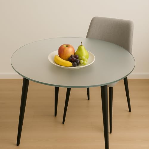 SCHUTZ-FUX Protector de mesa redondo mate de 2 mm, protector de mesa con borde oblicuo, mantel transparente lavable, a medida, fabricado en Alemania (110 cm)