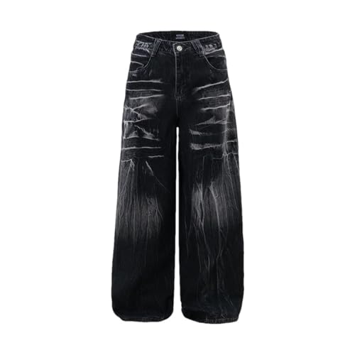 Men Streetwear Niche Tie-Dye Denim Wide Leg Pants Oversized Hip-Hop Water Washed Straight Jenas