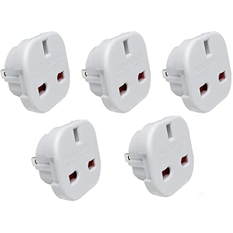 NJDT UK To European Plug Adapter EU Travel Adapter White EU Adapter Plug for Egypt, Turkey, France, Portugal Italy Spain Germany Poland Austria Netherlands China and more Pack of 5 Cover