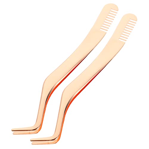 BESTYASH 2 pcs Stainless Steel Lash Extension Tweezers Comb Multi Functional Eyelash Tweezers Applicator for Easy False Eyelash Application and Beauty Tool