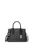 Michael Kors Laila Small Satchel, Silver-Tone Hardware/Tonal MK Signature Coated Twill/Black