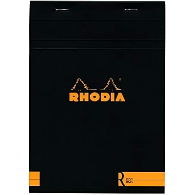 RhodiaR Premium Stapled Notepad - Lined 70 sheets - 6 x 8 1/4 - Black Cover