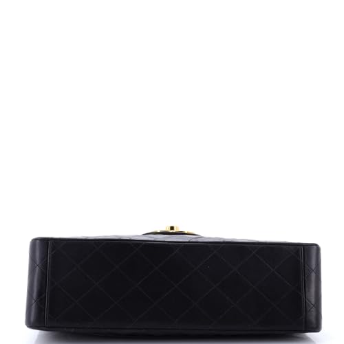 Pre-Loved Vintage Classic Single Flap Bag Quilted Lambskin Maxi, Black4