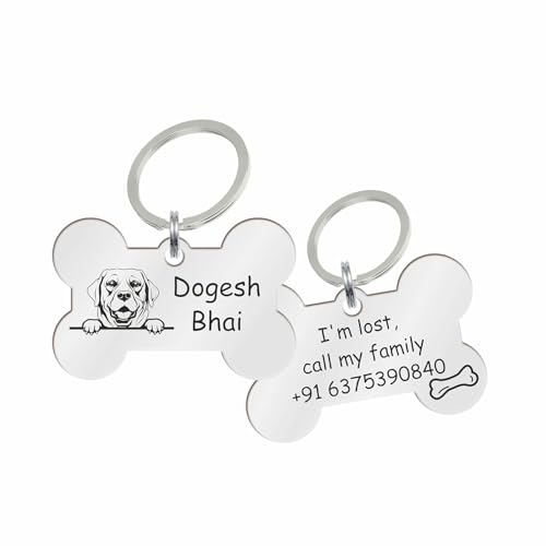 Image of Customized Dog ID Tags Personalize Black Lesser Engraved Name Collar Tag with Breed Face for Your Loving Pet Dog, Cat, Puppy Etc.