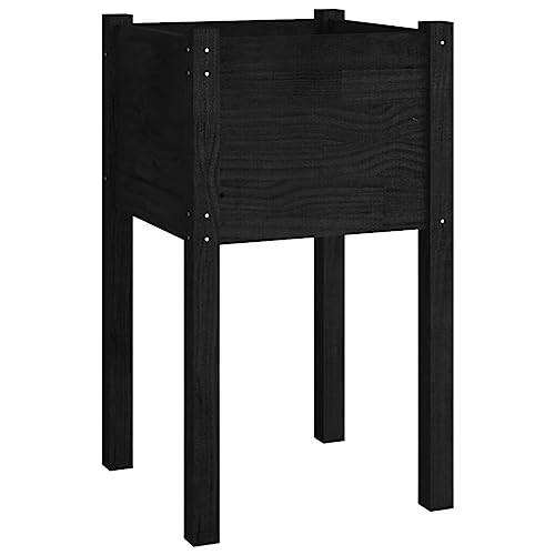 HEFZGDB Pflanzkübel Schwarz 40x40x70 cm Massivholz Kiefer Blumenkübel Outdoor Blumentopf Gross Innen Übertöpfe Für Zimmerpflanzen Hoher Blumentopf Innen für Balkon Innenhof Parks Terrasse