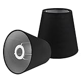 ANRONCH 2 Pcs Linen Fabric Small Lamp Shade, Clip- On Drum Small Lamp Shades Cloth Candelabra Bulb S