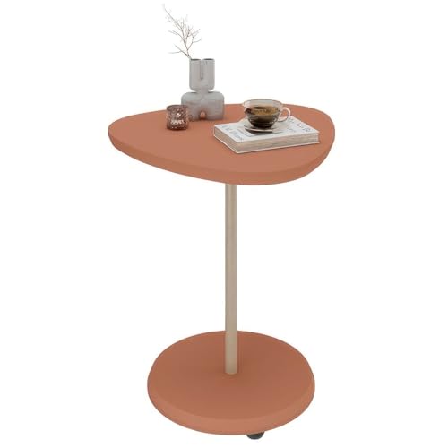 Mesa de apoio em MDF 25mm com haste metálica pintura dourado BEL cor Terracota - Artely