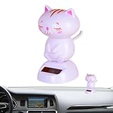 猫の車のダッシュボードの装飾品、ソーラーボブルヘッド猫,猫の揺れる飾り - 猫ソーラー首振り車の移動装飾品カーアクセサリー 踊るおもちゃの装飾品、車内の人形の装飾品、ダンサーの置物が揺れる装飾品