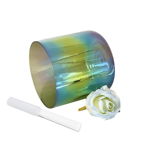 8 Inch Blue Green Clear Alchemy Crystal Singing Bowl, Chakra Bowl Sound Bowl, Gift For Yoga Meditation & Sound Healing, With Free Acrylic Striker & O-ring(G Note)