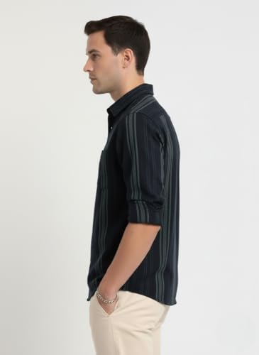 Image of Mens Casual N Formal Single Pocket Striped Shirt