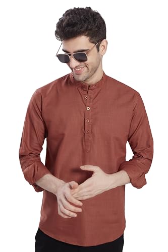 Image of DIVISIVE Men's Slim Fit Full Sleeves Cotton Short Kurta