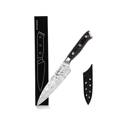 MOSFiATA 4-Zoll Obstmesser aus EN1.4116 Stahl, Präzises Schälmesser & Gemüsemesser für Obst, Gemüse und Kräuter, Scharfes Mini-Küchenmesser in...