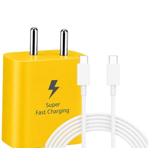 Image of Samsung 25W Pd 3.0 Type C Super Fast Charger Adapter for Samsung M36|S25|M06|F06|M16| F16|M05|M35|F05|A06|A16|M55s|Tab S10 Ultra|S10+|A9+|Tablet 25 Watt -oo Yellow
