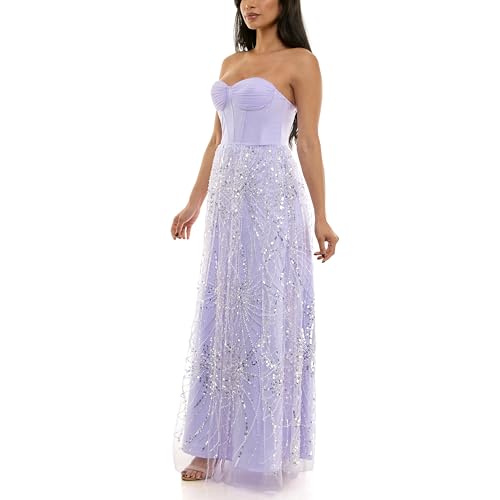 Violet Weekend Women's Strapless Corset Top Pearl & Sequin Embellished Tulle Skirt Ball Gown, Lilac by Violet Weekend - Used condition - Image 2