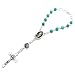 Handmade Guardian Angel 1-Decade Rear View Mirror Car Rosary with Aqua and Light Green Beads