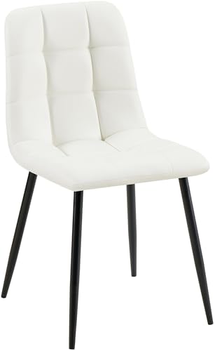 CLP Chaise de Salle à Manger Antibes Similicuir I Chaise rembourrée surpiquée I Peut Supporter jusqu'à 150 kg, Couleur:Blanc