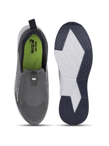 Image of Liberty Leap7x Robin-E Men Sports Walking Shoes - Light Grey and Olive Green | Comfortable and Durable Non-Lacing Closure - Suitable for Running, Gym, Jogging and Outdoor Shoes for Man