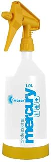 Kwazar Mercury Super PRO+ Sprühflasche mit VITON Dichtung gelb Sprühflasche 1,0 Liter weiß/gelb, 10,4 x 10,4 x 35 cm Einstellbarer Sprühnebel, sicherer Stand
