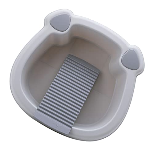 KOMBIUDA 1set Wash Basin with Board for Hand Washing Multi-Purpose Dishpan for Face Hands and Laundry Camping Kitchen and Dorm Use Small Gray