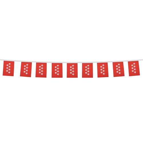 Image of AZ FLAG Community of Madrid 6 meters BUNTING Flag 20 flags 9'' x 6'' - Spanish region of Comunidad de Madrid STRING flags 15 x 21 cm
