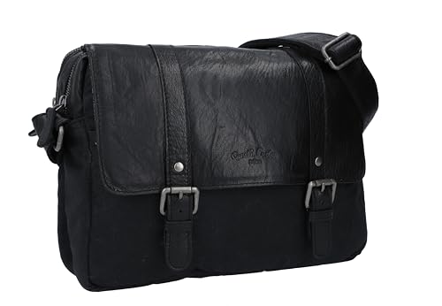 Sac de guidon en cuir noir Odiel D. convertible en sacoche à bandoulière