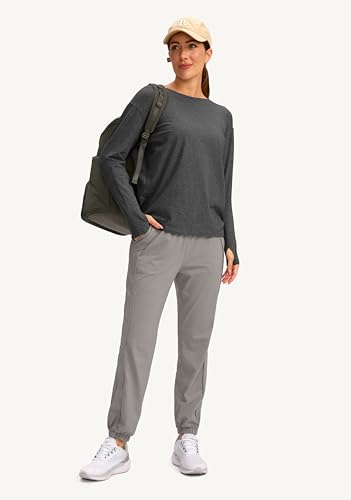 Soothfeel Camisas de treino de manga comprida para mulheres, ajuste solto, ioga, corrida, atlética,