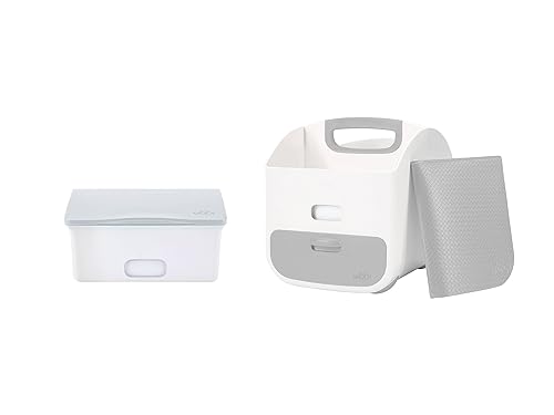 Ubbi Portable Diaper Storage Organizer Caddy with Wipes Dispenser and Soft Changing Mat Set, Stores Baby Diapers, Wipes and Baby Accessories, Gray