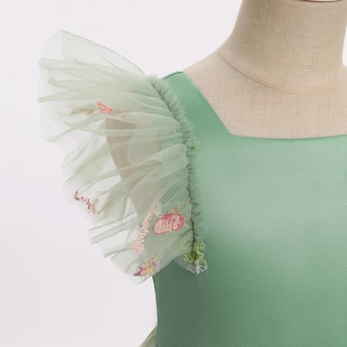 Ruffle Sleeve Embroidery Flower Girl Lace Dress for Kids Wedding Princess Birthday Party Prom Floral Embroidered Tulle Dress3