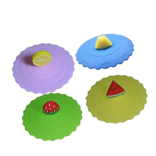 MAGICLULU 4piezas Tapas De Silicona Reutilizables Para Tazas Fruta Sandía Limón Melón Tapas Creativas Para Bebidas