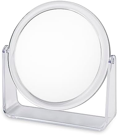 Magnifying Makeup Mirror Two Sided bathroom shaving Mirror 360° Rotating Table vanity cosmetic dressing table circle mirror for styling hair beauty or plucking eyebrow