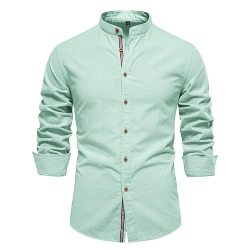 Camiseta para Hombre Camisa de Manga Corta Solapa Superior Camisa de Manga Larga de Color sólido de Moda Informal para Hombre (Green, L) #175