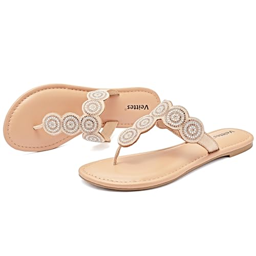 Veittes Women's Gladiator Flat Sandals - Casual Criss Cross Ankle Strap Design, Round Toe, Comfortable Rubber Sole, lightweight Summer Beach Toe Ring Thong Sandals2